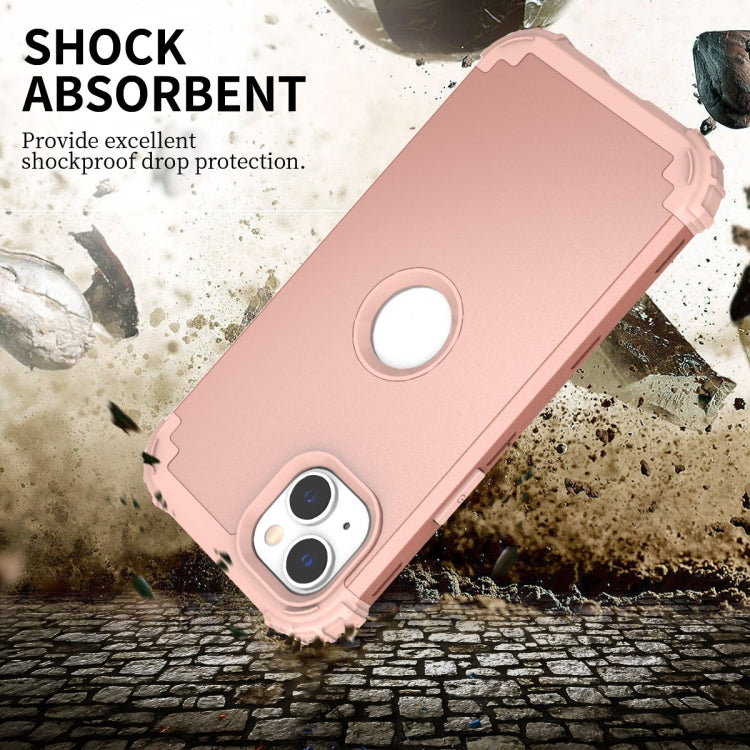 For iPhone 15 Pro Max 3 in 1 Silicone Hybrid PC Shockproof Phone Case(Rose Gold) - HoMEdemic™ 