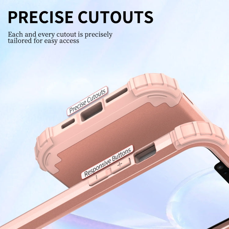 For iPhone 15 Pro Max 3 in 1 Silicone Hybrid PC Shockproof Phone Case(Rose Gold) - HoMEdemic™ 