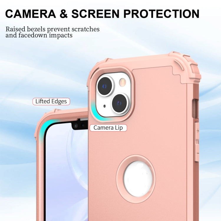 For iPhone 15 Pro Max 3 in 1 Silicone Hybrid PC Shockproof Phone Case(Rose Gold) - HoMEdemic™ 