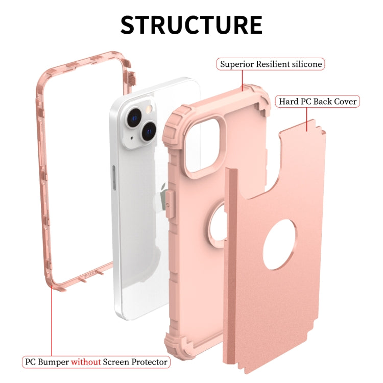For iPhone 15 Pro Max 3 in 1 Silicone Hybrid PC Shockproof Phone Case(Rose Gold) - HoMEdemic™ 