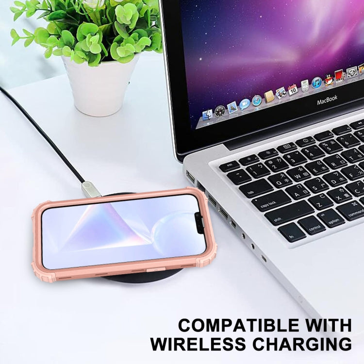 For iPhone 15 Pro Max 3 in 1 Silicone Hybrid PC Shockproof Phone Case(Rose Gold) - HoMEdemic™ 