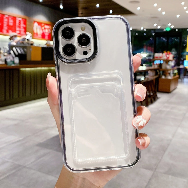 For iPhone 15 Pro Max 360 Clear PC Hybrid  TPU Phone Case with Card Slot(Black) - HoMEdemic™ 