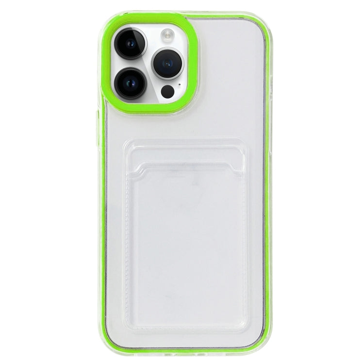 For iPhone 15 Pro Max 360 Clear PC Hybrid  TPU Phone Case with Card Slot(Green) - HoMEdemic™ 
