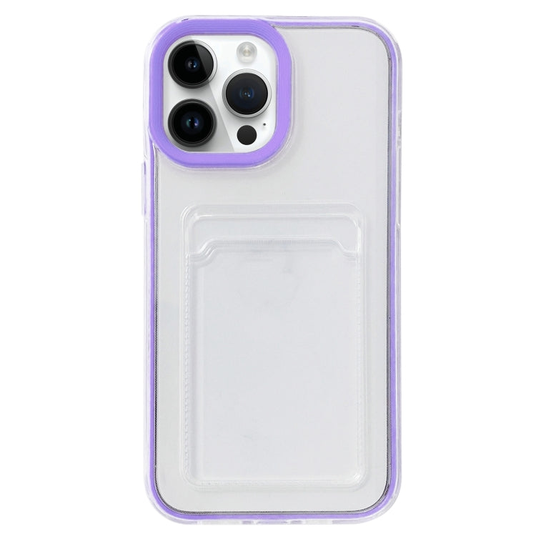 For iPhone 15 Pro Max 360 Clear PC Hybrid  TPU Phone Case with Card Slot(Purple) - HoMEdemic™ 