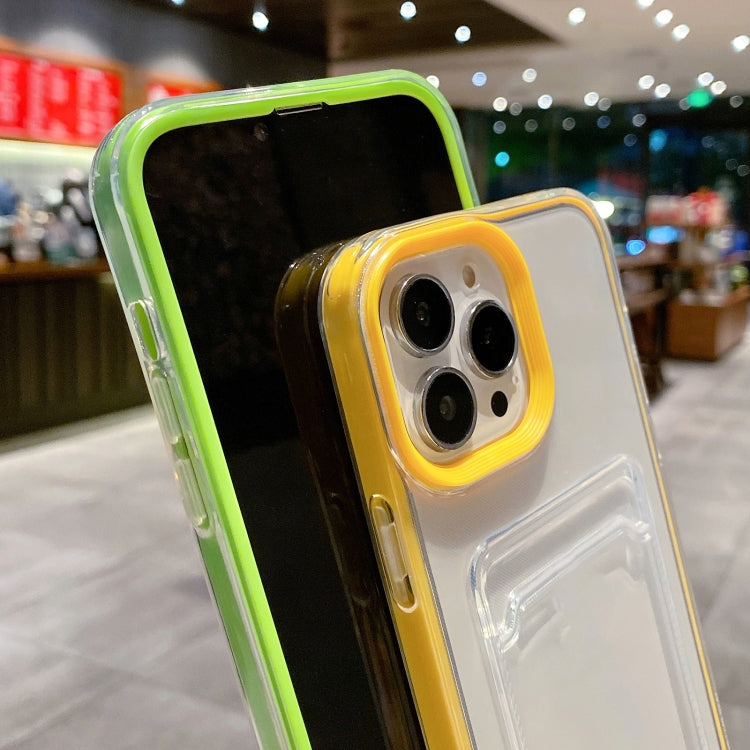 For iPhone 15 Pro Max 360 Clear PC Hybrid  TPU Phone Case with Card Slot(Yellow) - HoMEdemic™ 