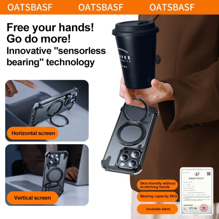 For iPhone 15 Pro Max 360 Degree Rotation MagSafe Stand Metal Phone Case(Frosted Silver) - HoMEdemic™ 