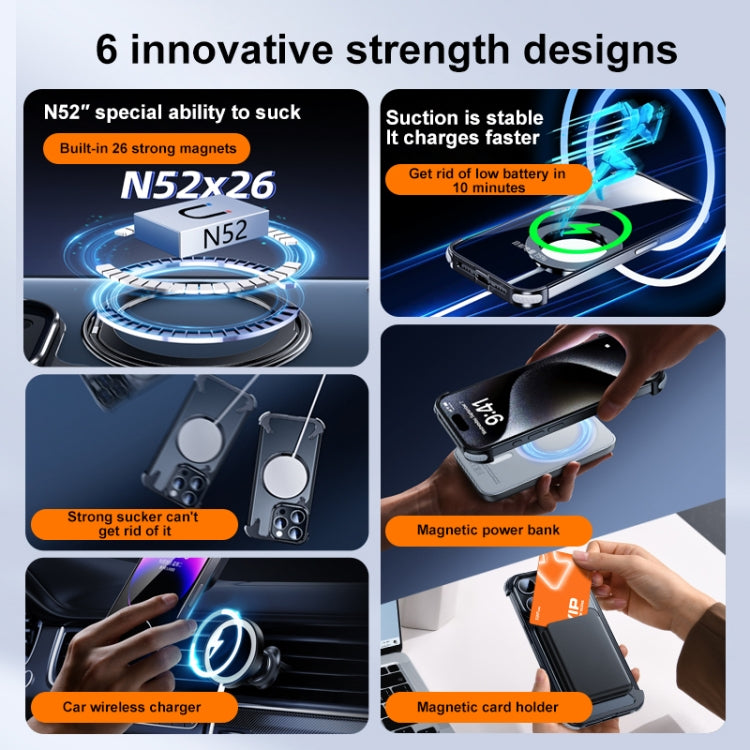 For iPhone 15 Pro Max 360 Degree Rotation MagSafe Stand Metal Phone Case(Frosted Silver) - HoMEdemic™ 