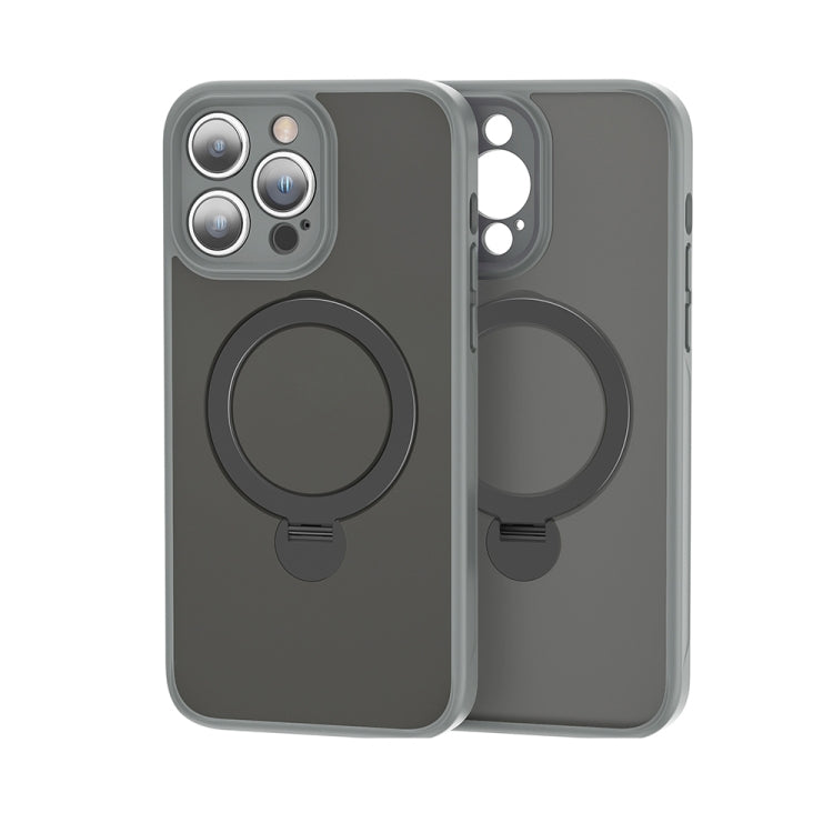 For iPhone 15 Pro Max 360 Magsafe Ring Holder TPU Hybrid PC Phone Case(Grey) - HoMEdemic™ 