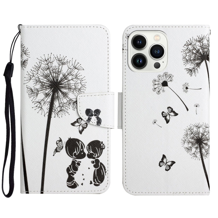 For iPhone 15 Pro Max 3D Colored Drawing Flip Leather Phone Case(Dandelions) - HoMEdemic™ 