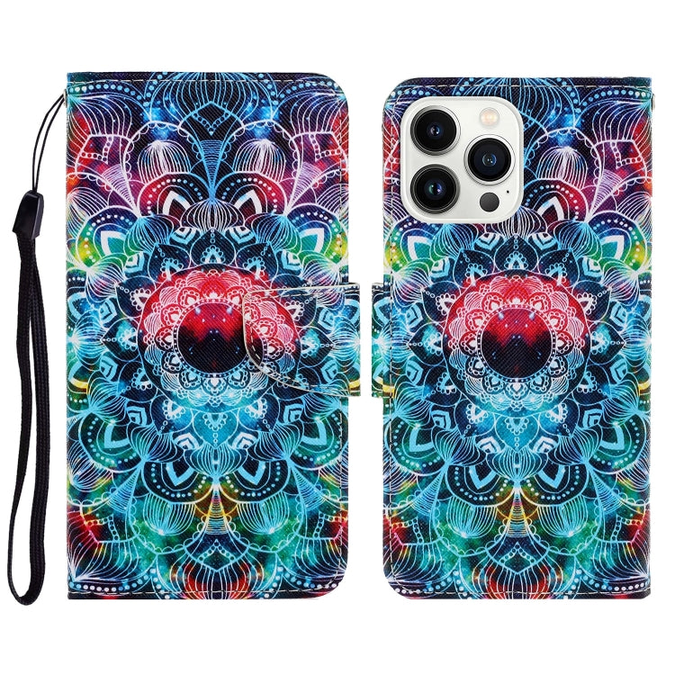 For iPhone 15 Pro Max 3D Colored Drawing Flip Leather Phone Case(Mandala) - HoMEdemic™ 