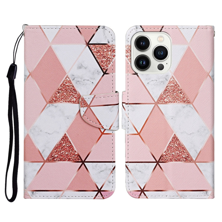 For iPhone 15 Pro Max 3D Colored Drawing Flip Leather Phone Case(Marble) - HoMEdemic™ 