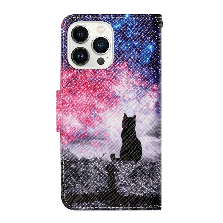 For iPhone 15 Pro Max 3D Colored Drawing Flip Leather Phone Case(Star Cat) - HoMEdemic™ 