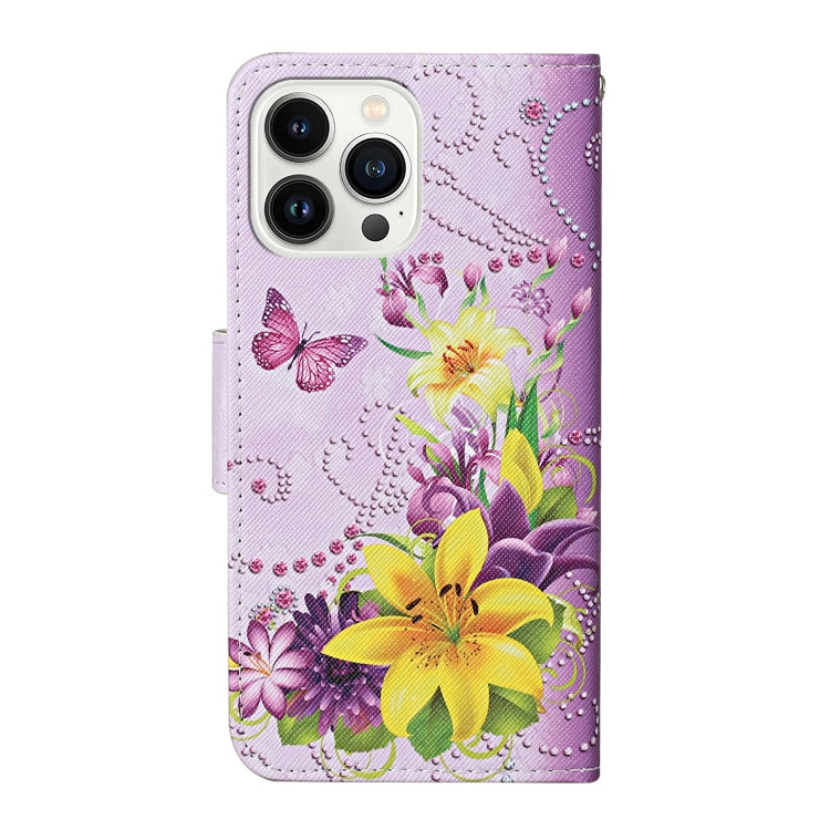 For iPhone 15 Pro Max 3D Colored Drawing Flip Leather Phone Case(Yellow Flowers) - HoMEdemic™ 