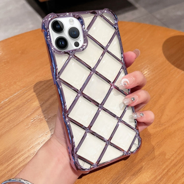 For iPhone 15 Pro Max 3D Diamond Lattice Laser Engraving Phone Case(Purple) - HoMEdemic™ 
