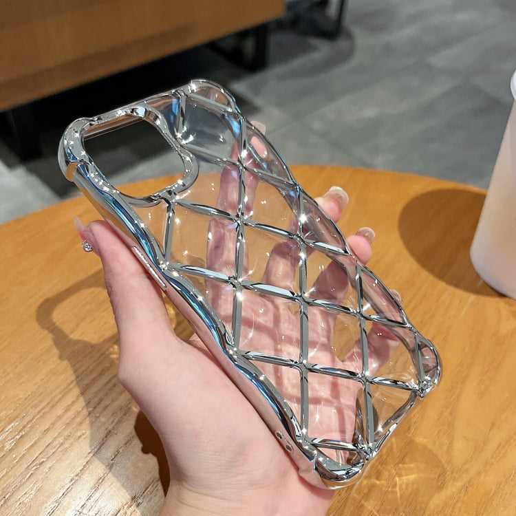 For iPhone 15 Pro Max 3D Diamond Lattice Laser Engraving Phone Case(Silver) - HoMEdemic™ 