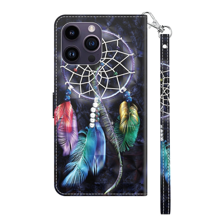 For iPhone 15 Pro Max 3D Painted Leather Phone Case(Colorful Dreamcatcher) - HoMEdemic™ 