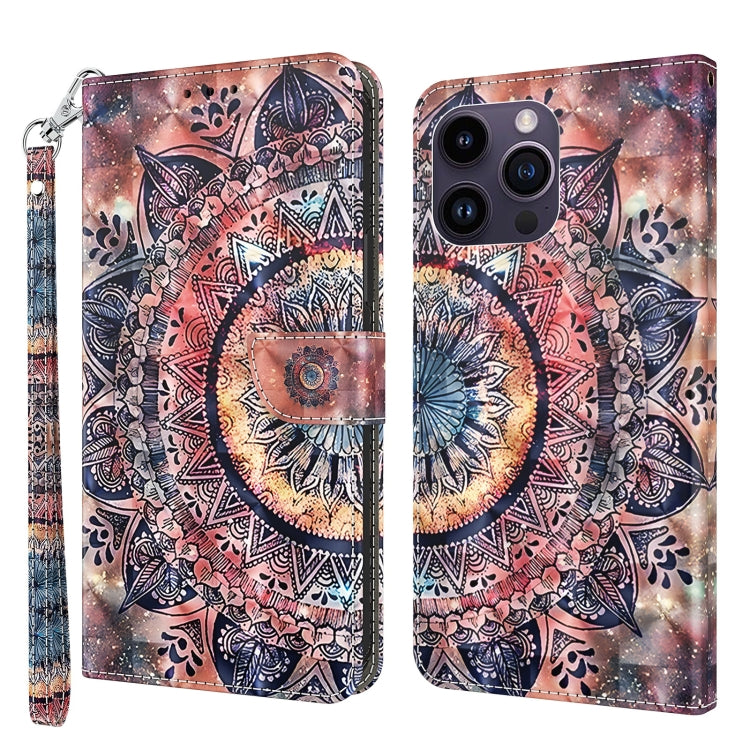 For iPhone 15 Pro Max 3D Painted Leather Phone Case(Colorful Mandala) - HoMEdemic™ 