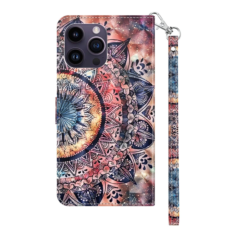 For iPhone 15 Pro Max 3D Painted Leather Phone Case(Colorful Mandala) - HoMEdemic™ 