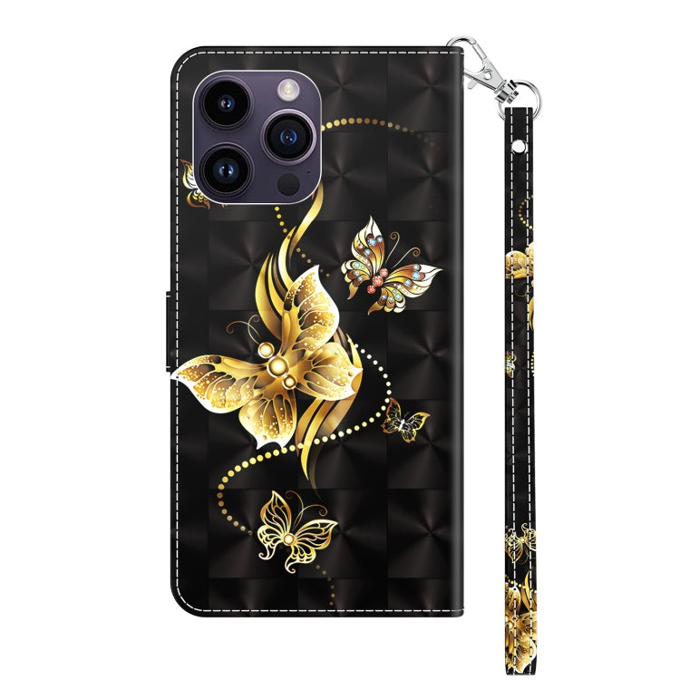 For iPhone 15 Pro Max 3D Painted Leather Phone Case(Golden Swallow Butterfly) - HoMEdemic™ 