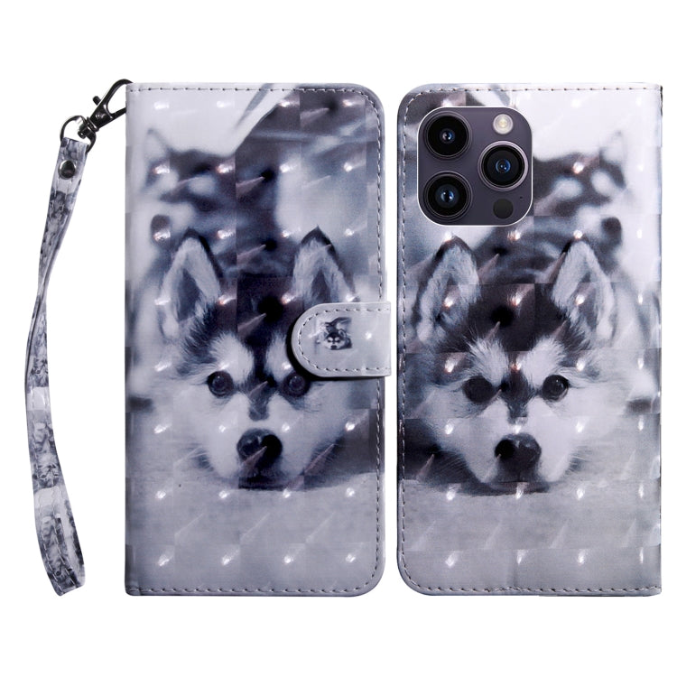 For iPhone 15 Pro Max 3D Painted Leather Phone Case(Husky) - HoMEdemic™ 