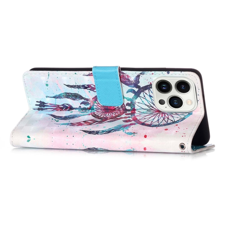 For iPhone 15 Pro Max 3D Painting Horizontal Flip Leather Phone Case(Color Drop Wind Chimes) - HoMEdemic™ 