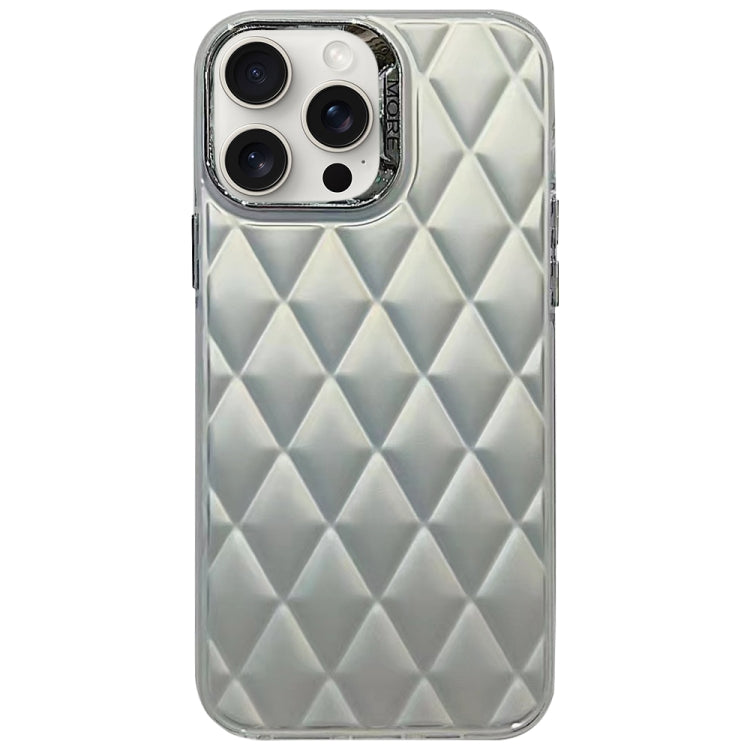 For iPhone 15 Pro Max 3D Rhombus Electroplating TPU Hybrid PC Phone Case(Silver) - HoMEdemic™ 