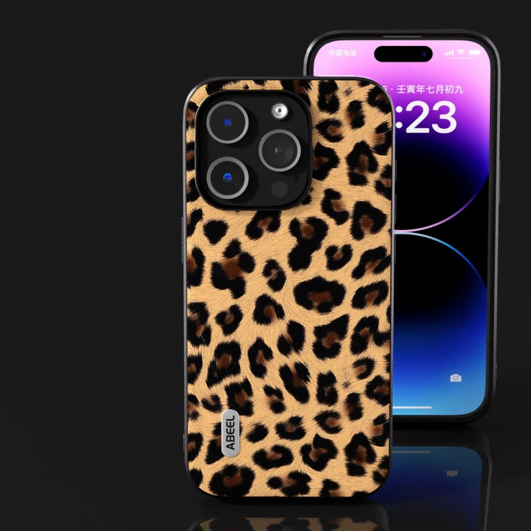 For iPhone 15 Pro Max ABEEL Black Edge Leopard Phone Case(Leopard Print) - HoMEdemic™ 