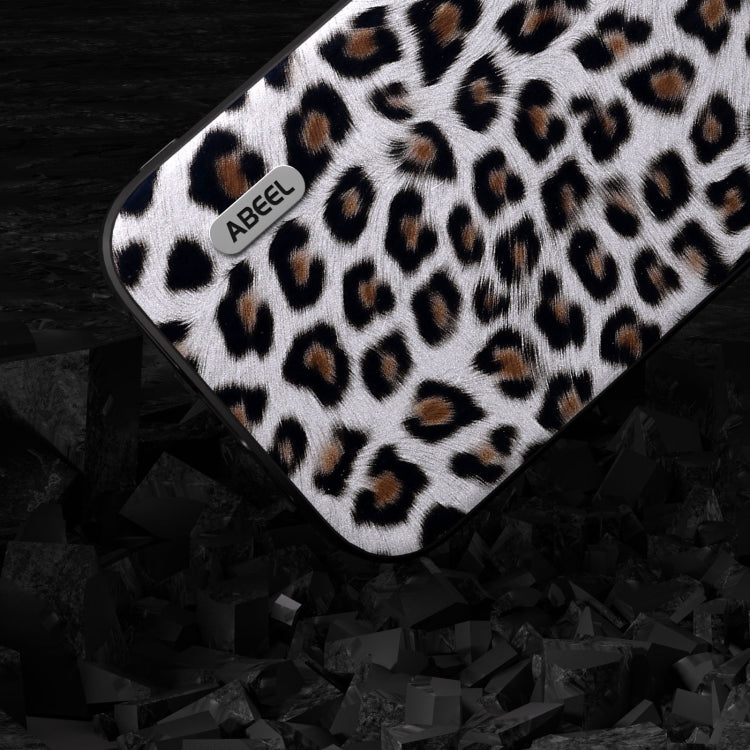 For iPhone 15 Pro Max ABEEL Black Edge Leopard Phone Case(Silver Leopard) - HoMEdemic™ 