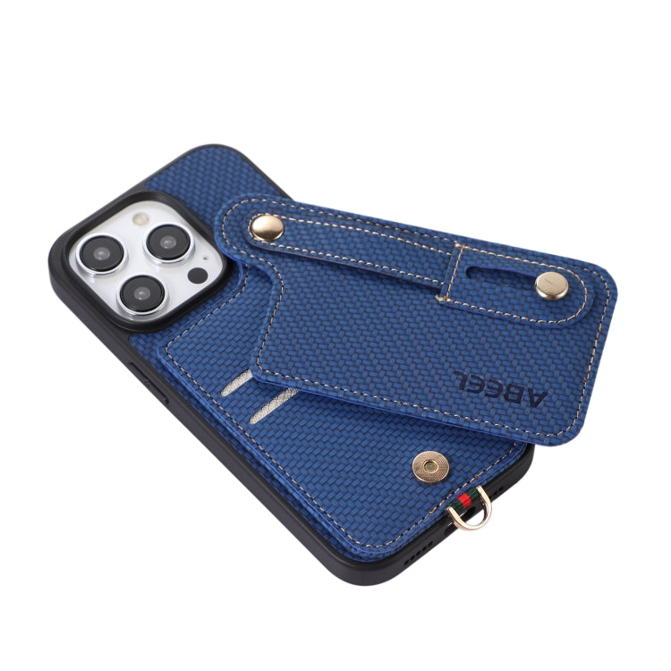 For iPhone 15 Pro Max ABEEL Carbon Fiber RFID Card Holder Phone Case(Blue) - HoMEdemic™ 