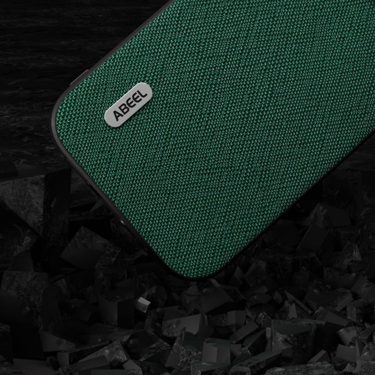 For iPhone 15 Pro Max ABEEL Cross Texture Genuine Leather Phone Case(Green) - HoMEdemic™ 
