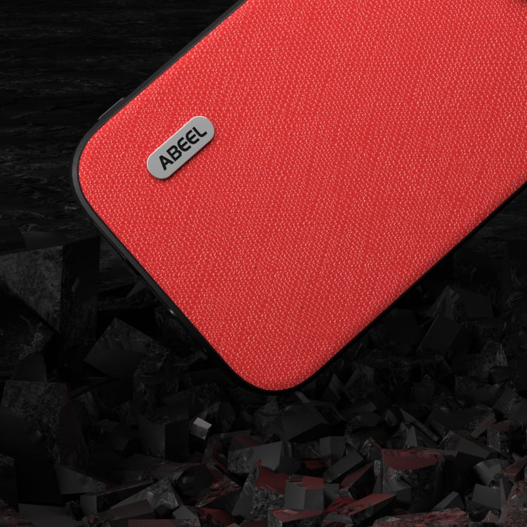 For iPhone 15 Pro Max ABEEL Cross Texture Genuine Leather Phone Case(Red) - HoMEdemic™ 
