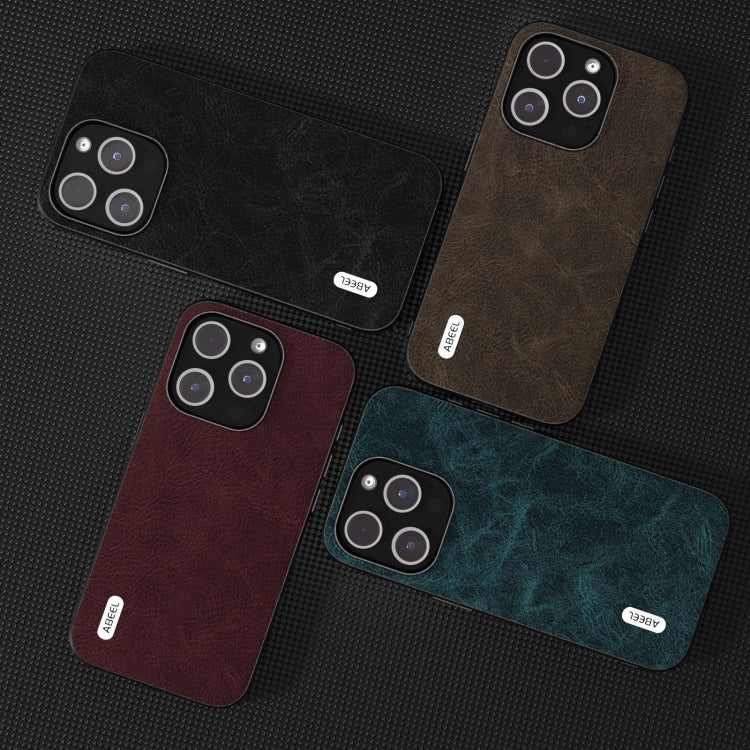 For iPhone 15 Pro Max ABEEL Dream Litchi Texture PU Phone Case(Khaki) - HoMEdemic™ 
