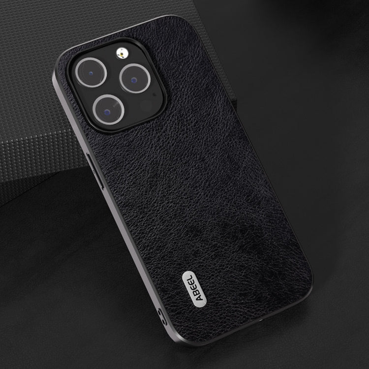 For iPhone 15 Pro Max ABEEL Dual Color Lichi Texture PU Phone Case(Black) - HoMEdemic™ 