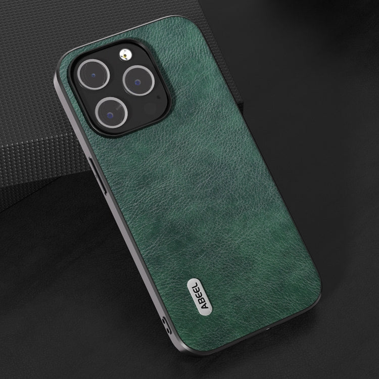 For iPhone 15 Pro Max ABEEL Dual Color Lichi Texture PU Phone Case(Green) - HoMEdemic™ 