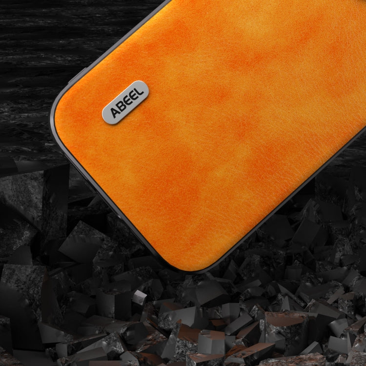 For iPhone 15 Pro Max ABEEL Dual Color Lichi Texture PU Phone Case(Orange) - HoMEdemic™ 