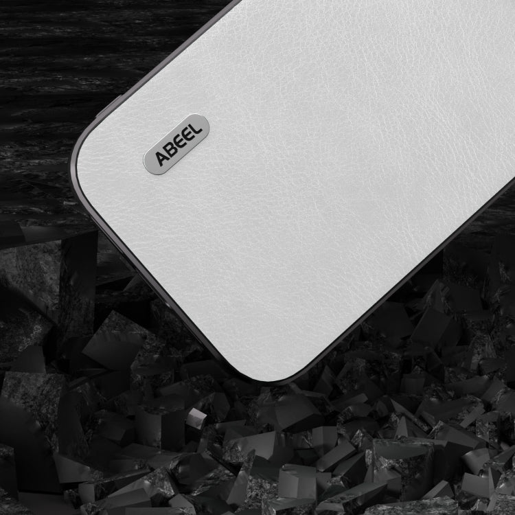 For iPhone 15 Pro Max ABEEL Dual Color Lichi Texture PU Phone Case(White) - HoMEdemic™ 
