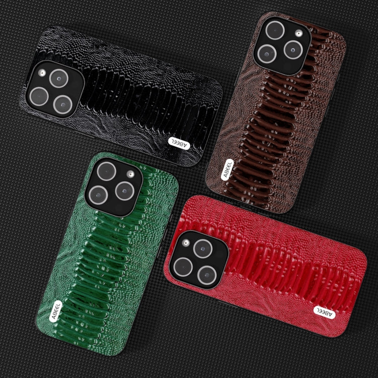 For iPhone 15 Pro Max ABEEL Genuine Leather Weilai Series Phone Case(Black) - HoMEdemic™ 