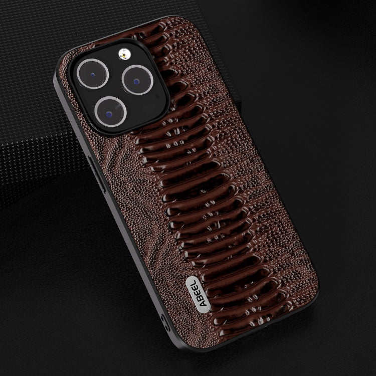For iPhone 15 Pro Max ABEEL Genuine Leather Weilai Series Phone Case(Coffee) - HoMEdemic™ 