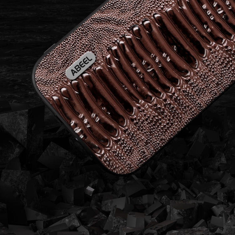 For iPhone 15 Pro Max ABEEL Genuine Leather Weilai Series Phone Case(Coffee) - HoMEdemic™ 