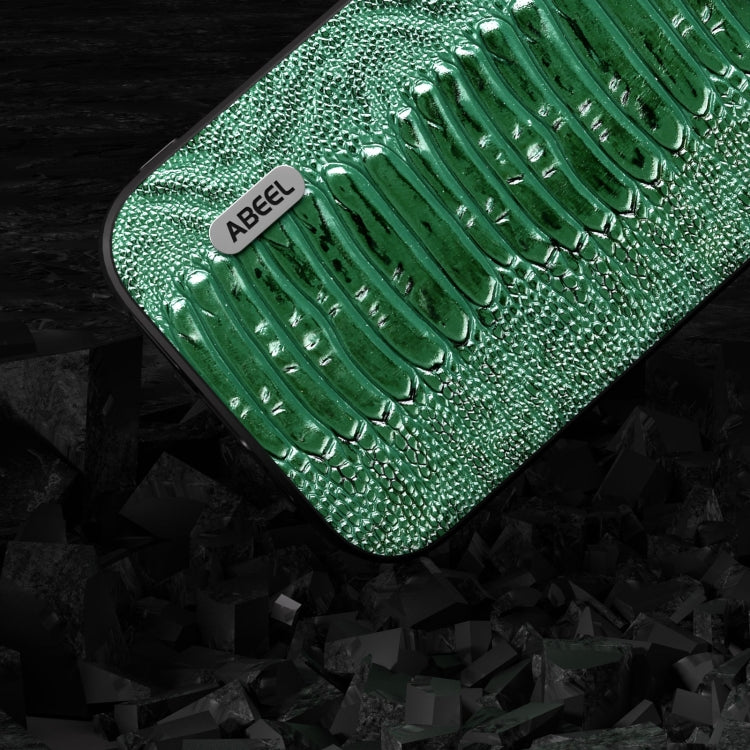 For iPhone 15 Pro Max ABEEL Genuine Leather Weilai Series Phone Case(Green) - HoMEdemic™ 