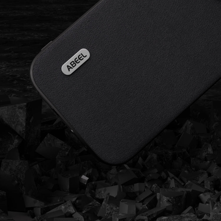 For iPhone 15 Pro Max ABEEL Genuine Leather Xiaoya Series Phone Case(Black) - HoMEdemic™ 