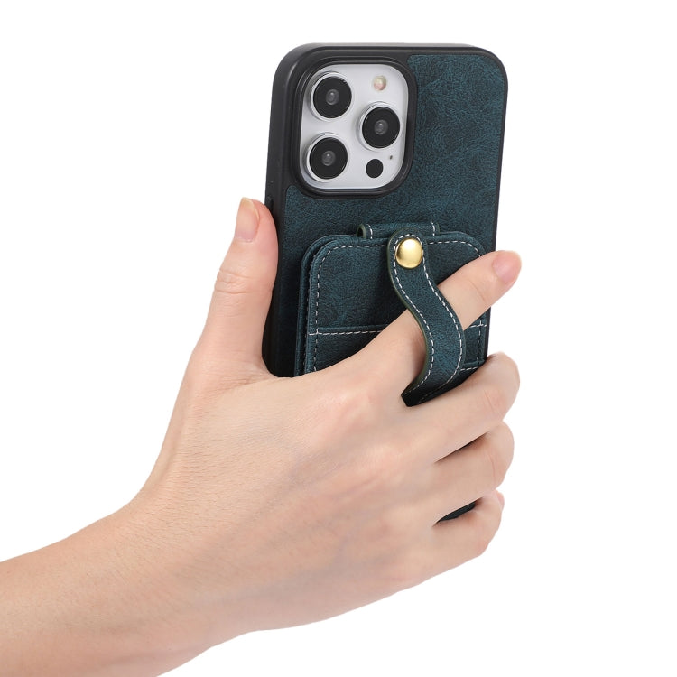 For iPhone 15 Pro Max ABEEL Litchi Texture Card Bag PU Phone Case(Blue) - HoMEdemic™ 