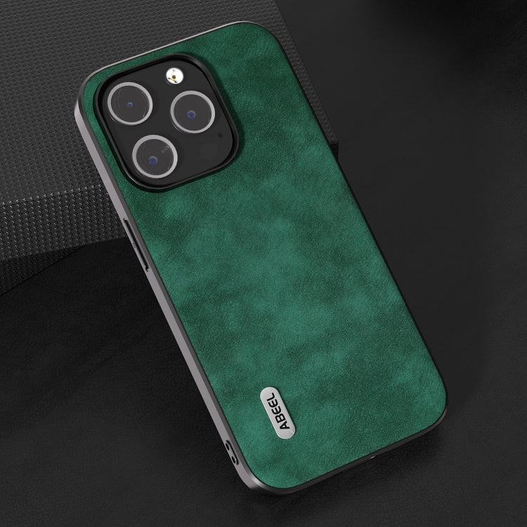 For iPhone 15 Pro Max ABEEL Morocco Texture PU Phone Case(Green) - HoMEdemic™ 