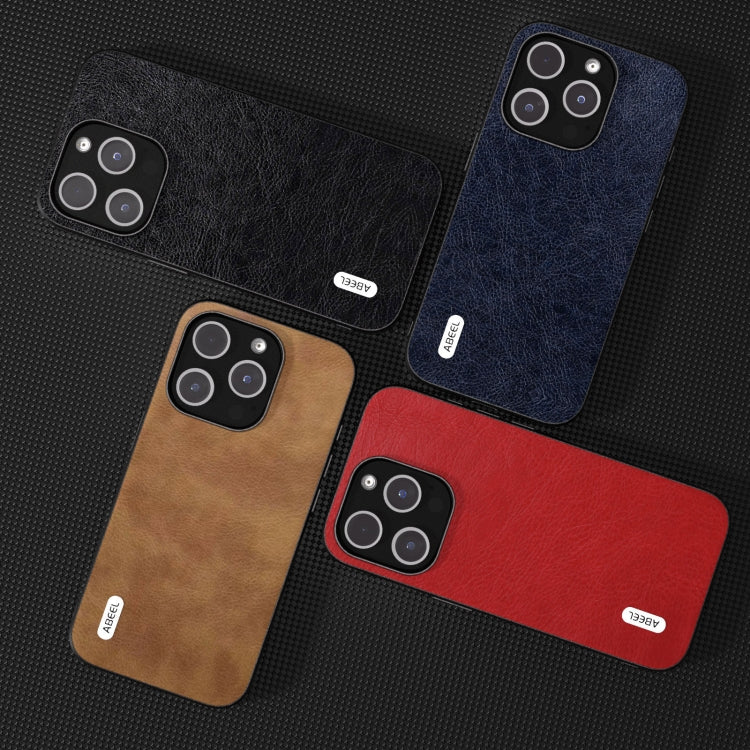 For iPhone 15 Pro Max ABEEL Retro Litchi Texture PU Phone Case(Brown) - HoMEdemic™ 