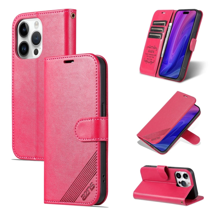 For iPhone 15 Pro Max AZNS Sheepskin Texture Flip Leather Phone Case(Red) - HoMEdemic™ 