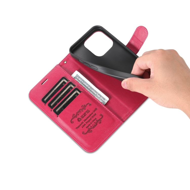 For iPhone 15 Pro Max AZNS Sheepskin Texture Flip Leather Phone Case(Red) - HoMEdemic™ 