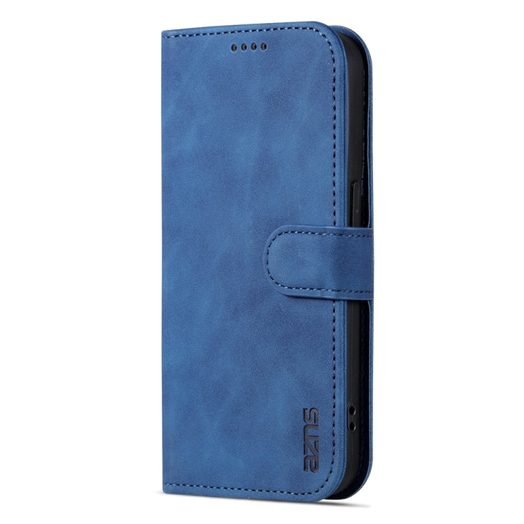 For iPhone 15 Pro Max AZNS Skin Feel Calf Texture Flip Leather Phone Case(Blue) - HoMEdemic™ 