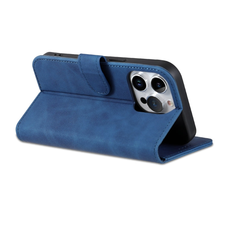 For iPhone 15 Pro Max AZNS Skin Feel Calf Texture Flip Leather Phone Case(Blue) - HoMEdemic™ 