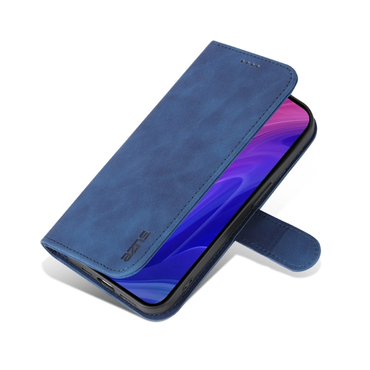 For iPhone 15 Pro Max AZNS Skin Feel Calf Texture Flip Leather Phone Case(Blue) - HoMEdemic™ 