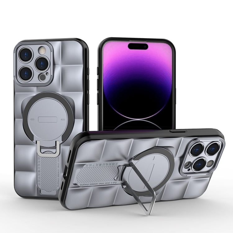 For iPhone 15 Pro Max Airbag TPU + PC Shockproof Phone Case with Holder(Grey) - HoMEdemic™ 